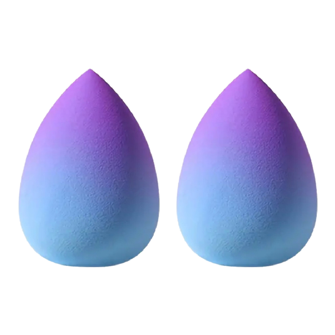 2pc Set of Makeup Blender Sponge Pointed Teardrop In Purple Blue Ombre Lot New