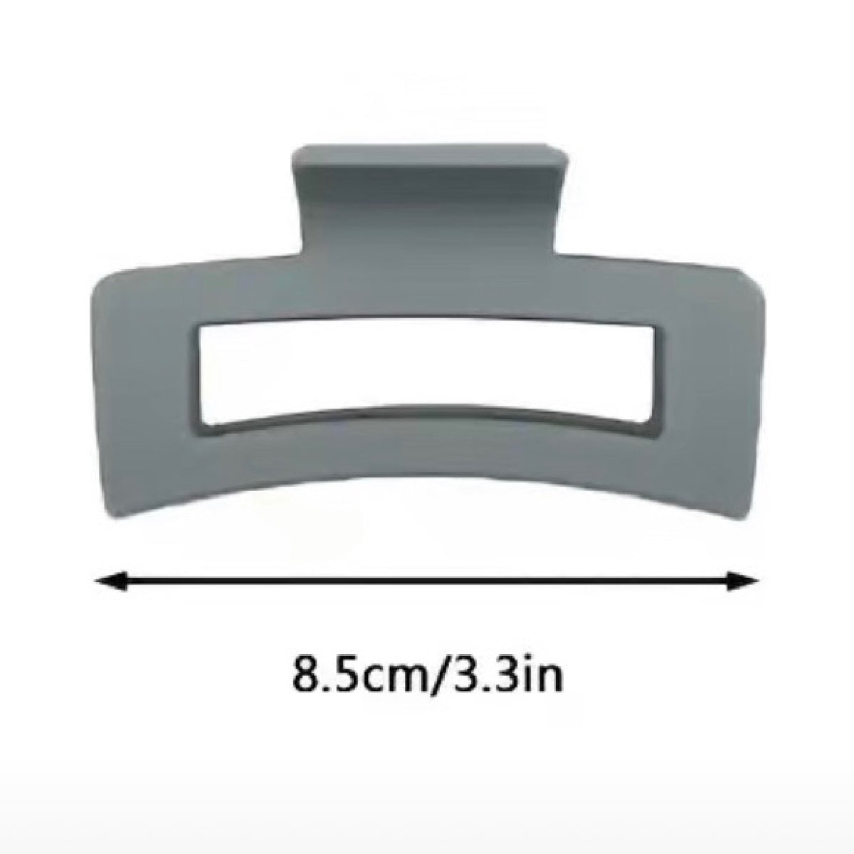Lot of 3 Hair Claw Shark Clips Matte Opaque Blue, Gray, Tan Rectangle 3.3" NEW