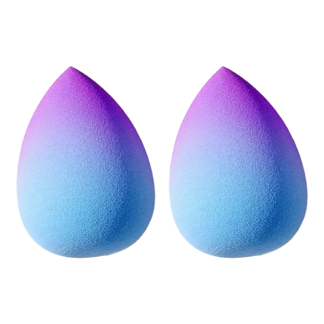2pc Set of Makeup Blender Sponge Pointed Teardrop In Purple Blue Ombre Lot New