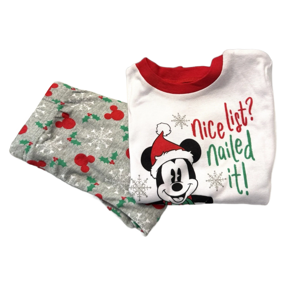 Disney 2pc Mickey Mouse PJs Size 5T Christmas Pajama Set Long Sleeve Top Pants