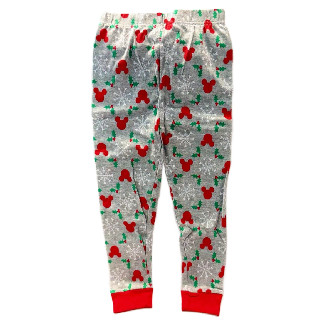 Disney 2pc Mickey Mouse PJs Size 5T Christmas Pajama Set Long Sleeve Top Pants