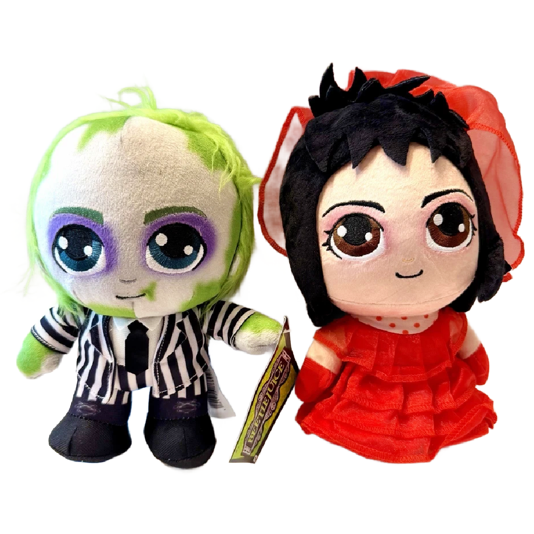 Licensed 8" Plush Lot of 2 Movie Beetlejuice & Lydia Deetz NWT Stuffed Dolls New