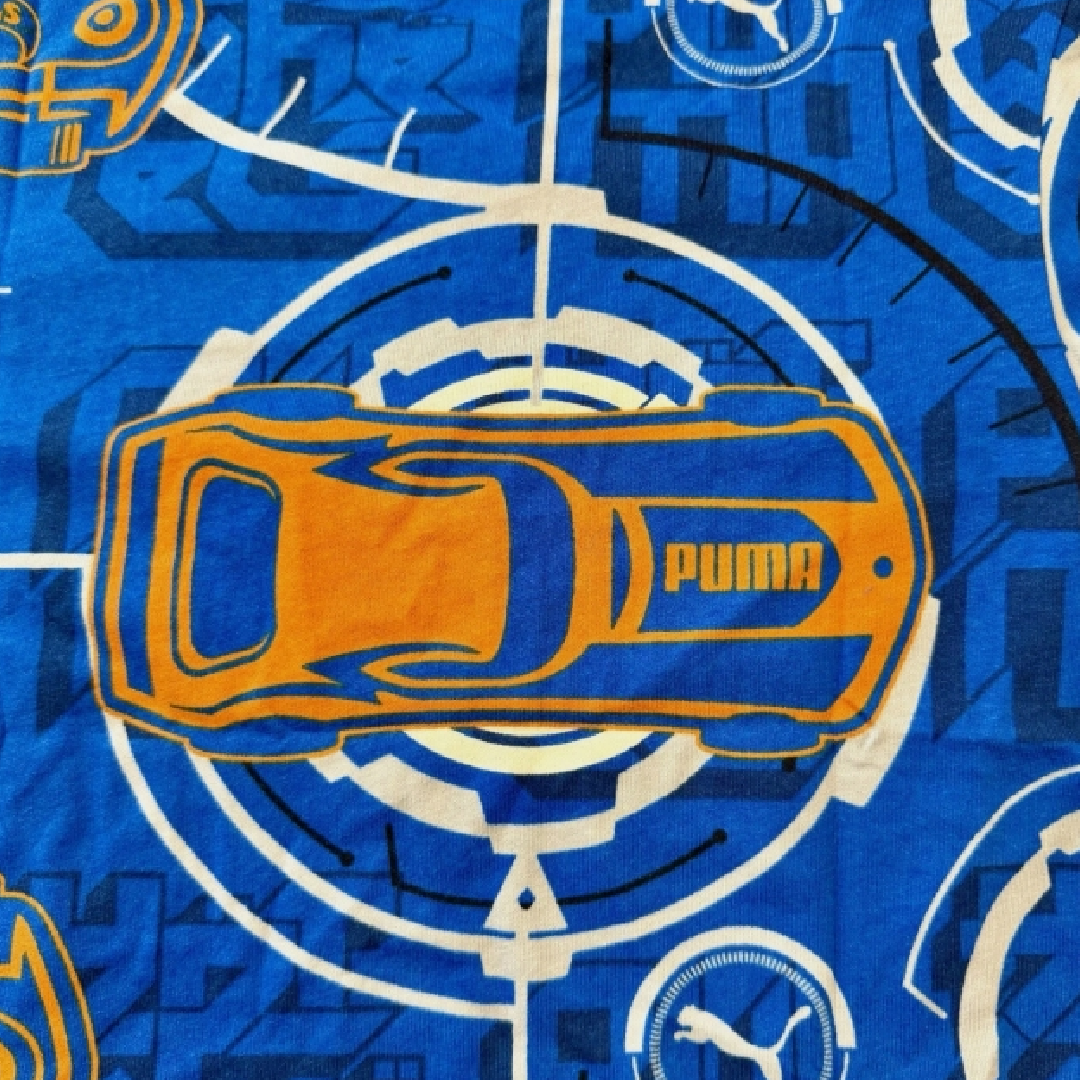 Puma Boys' Blue Short Sleeve Cotton Graphic T-Shirt Hot Wheels Size Youth 7 NWT