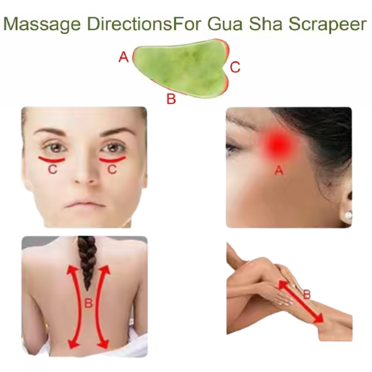 Natural Pale Pink Jade Scraper Gua Sha Face Body Massager Tool NEW