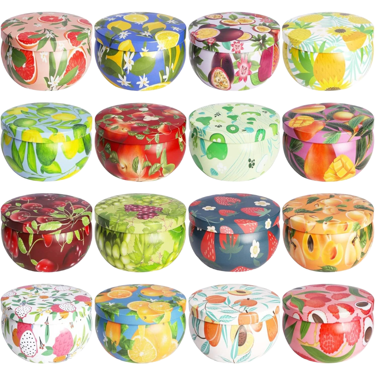 Set of 16 Small Fruit Scented Candles Soy Wax Aromatherapy Candles 2.5oz NEW