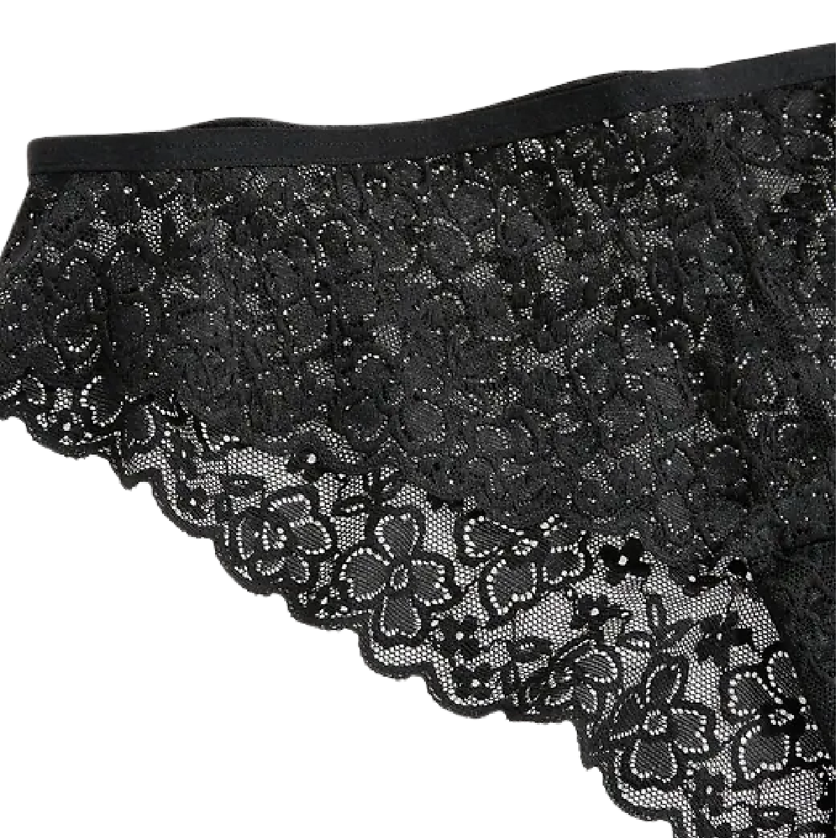Lace Cheeky Bikini Panties Size Large (12/14) Low-Rise Black Underwear NEW