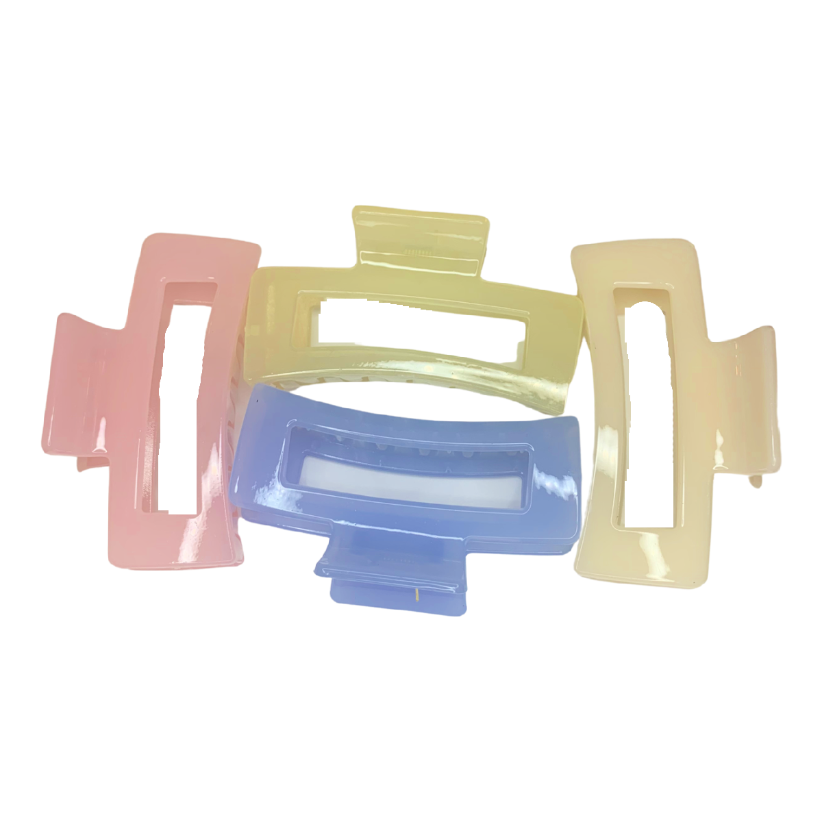 Lot of 4 Hair Claw Shark Clips Pastel Macaron Jelly Translucent Colors NEW