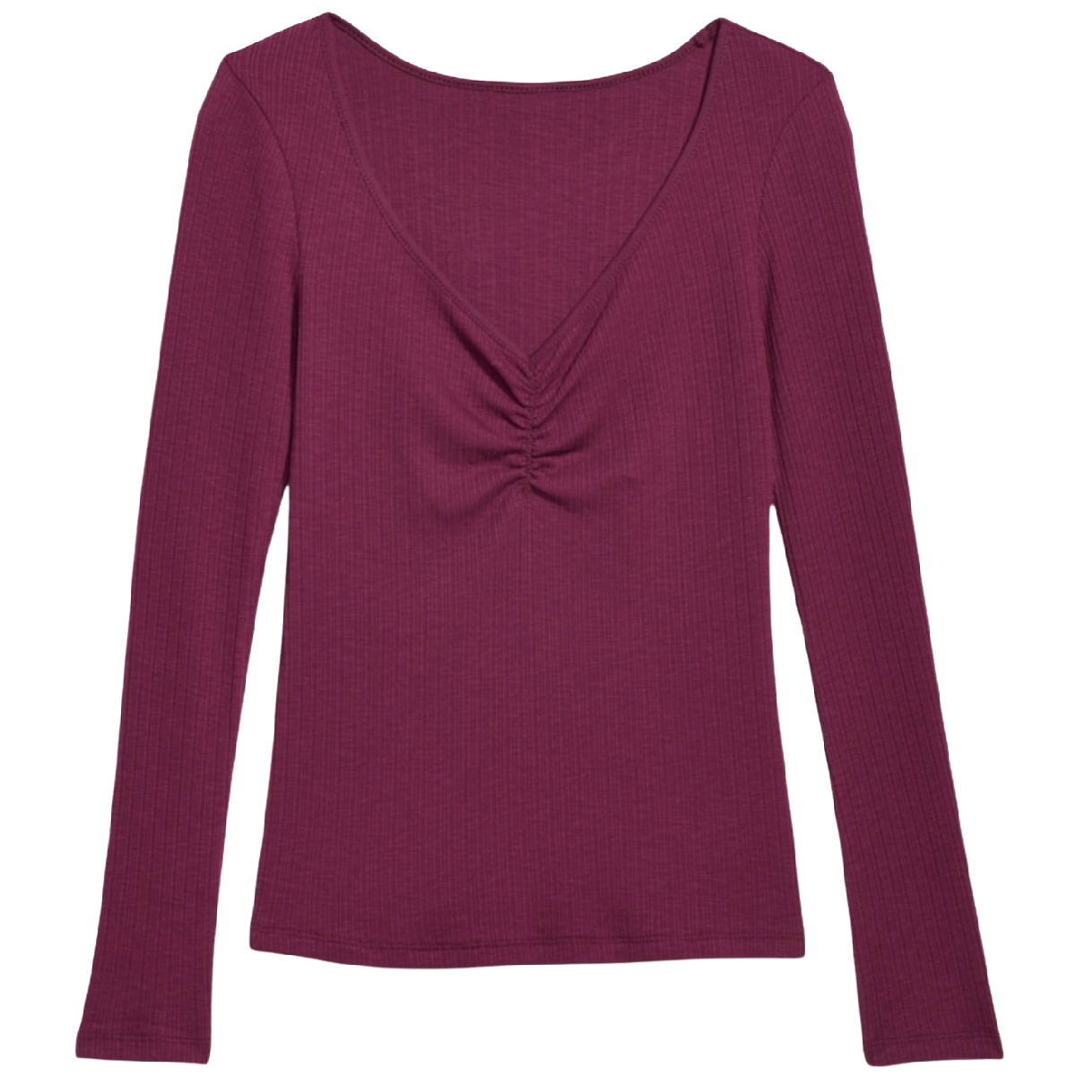 Long-Sleeve Cinched-Front Rib-Knit T-Shirt for Women Size 4X in Winter Wine NWT