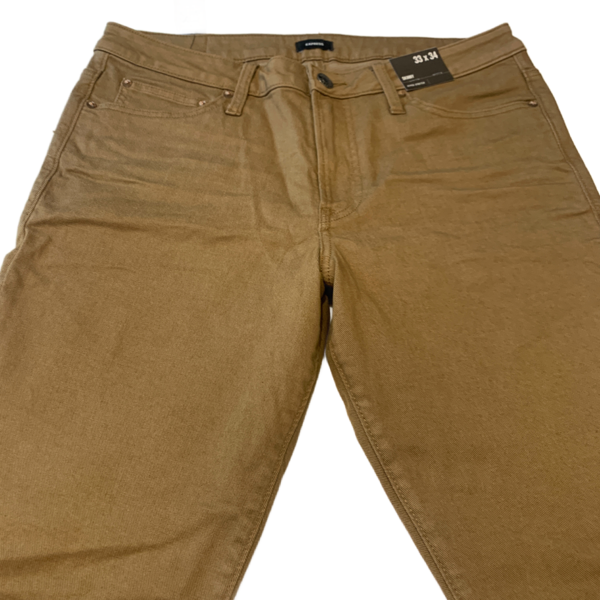 $88 Express Skinny Hickory Brown Hyper Stretch Jeans NWT Size 33x34 Pants