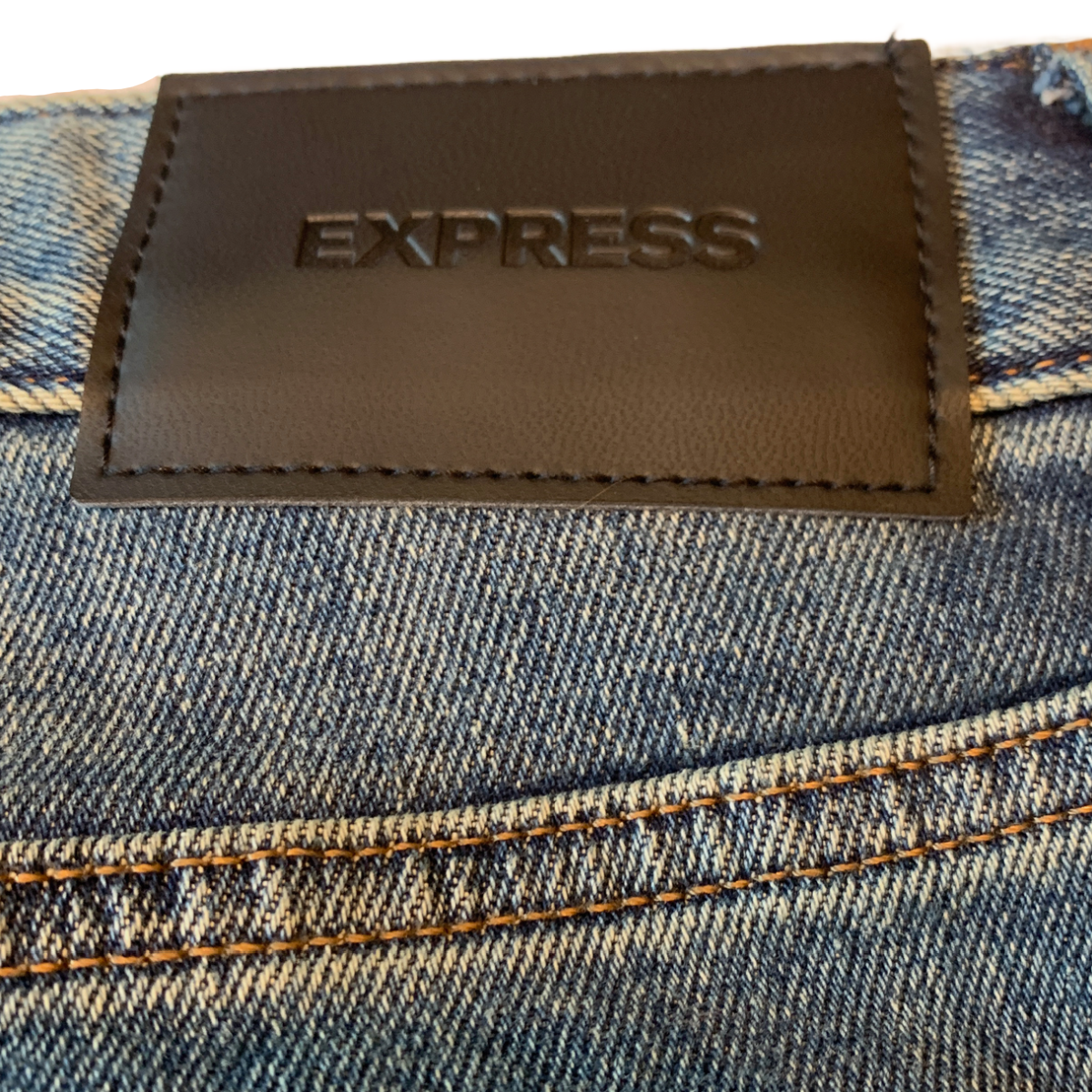 $148 Express Stretch Selvedge Jeans Slim Medium Wash Colorway Button 32x30 NWT