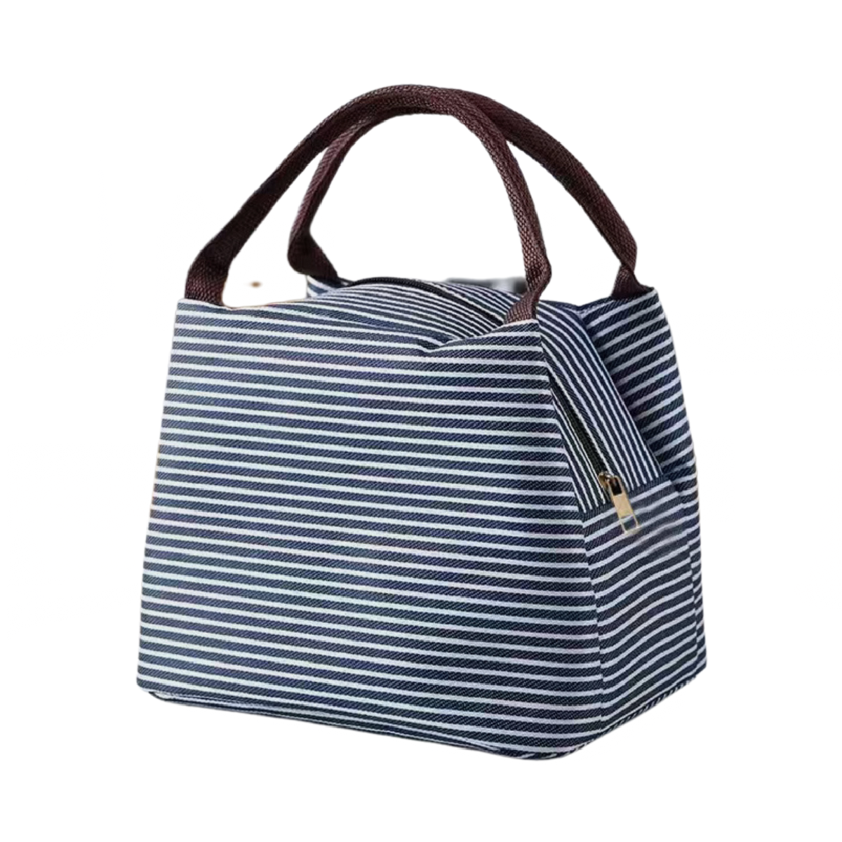 Insulated Striped Lunch Bag For School Work Travel Picnic Lightweight Nylon NEW