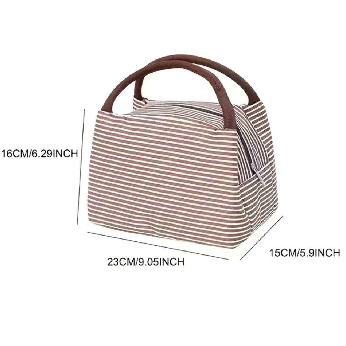 Insulated Striped Lunch Bag For School Work Travel Picnic Lightweight Nylon NEW