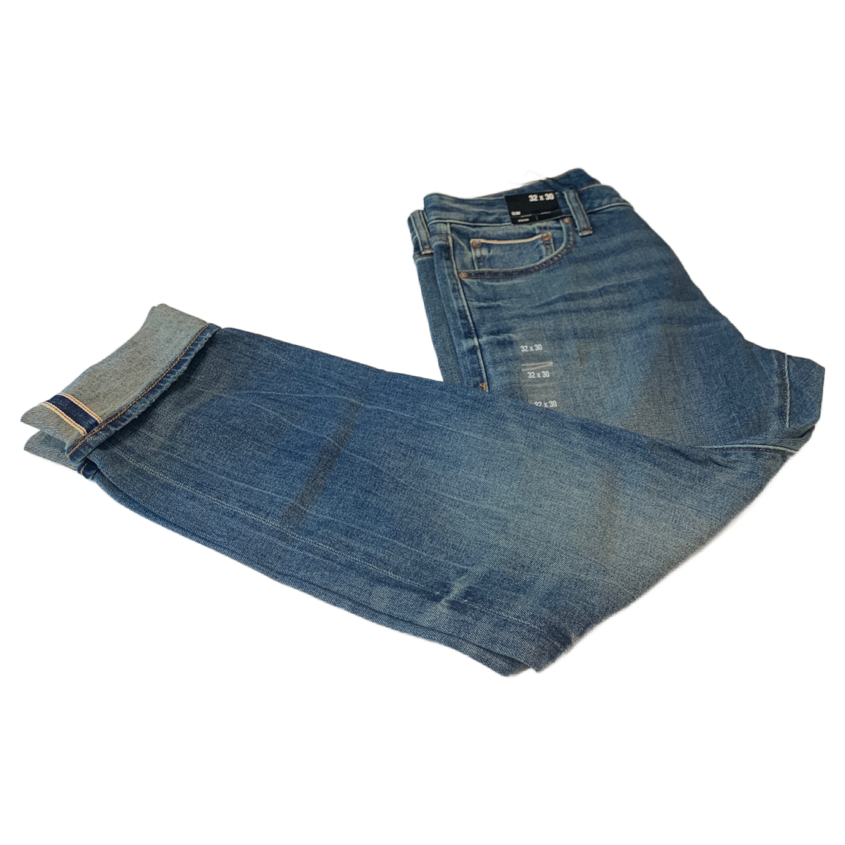 $148 Express Stretch Selvedge Jeans Slim Medium Wash Colorway Button 32x30 NWT