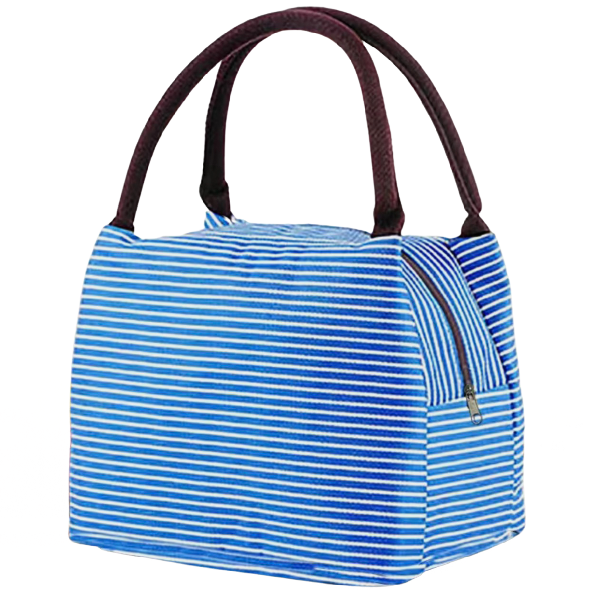 Insulated Striped Lunch Bag For School Work Travel Picnic Lightweight Nylon NEW
