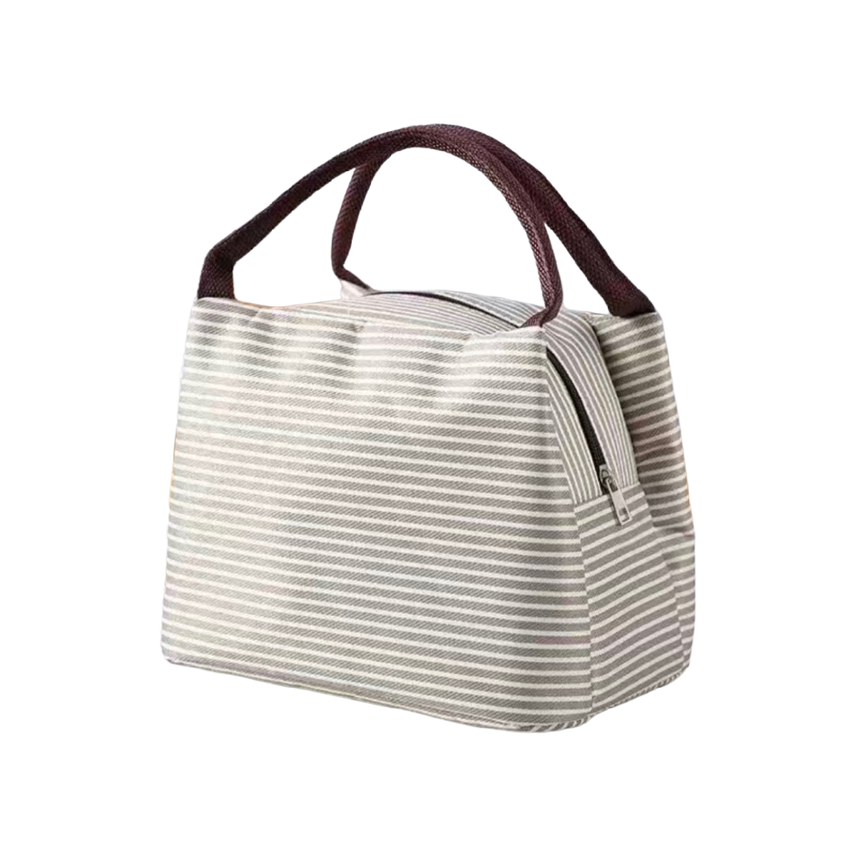 Insulated Striped Lunch Bag For School Work Travel Picnic Lightweight Nylon NEW