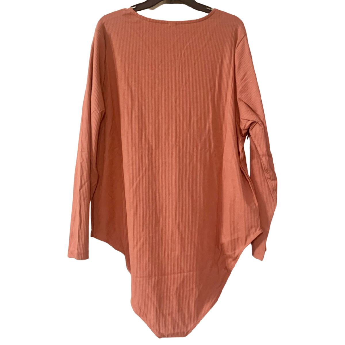 Long Sleeve Square Neck Rib Knit Bodysuit 4X (28/30) In Dusty Red Stretch NWT