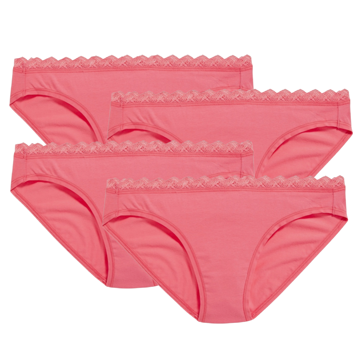Mid-Rise Lace Trim Plus Bikini Daylily Pink Underwear Lot of 4 Pairs NWT