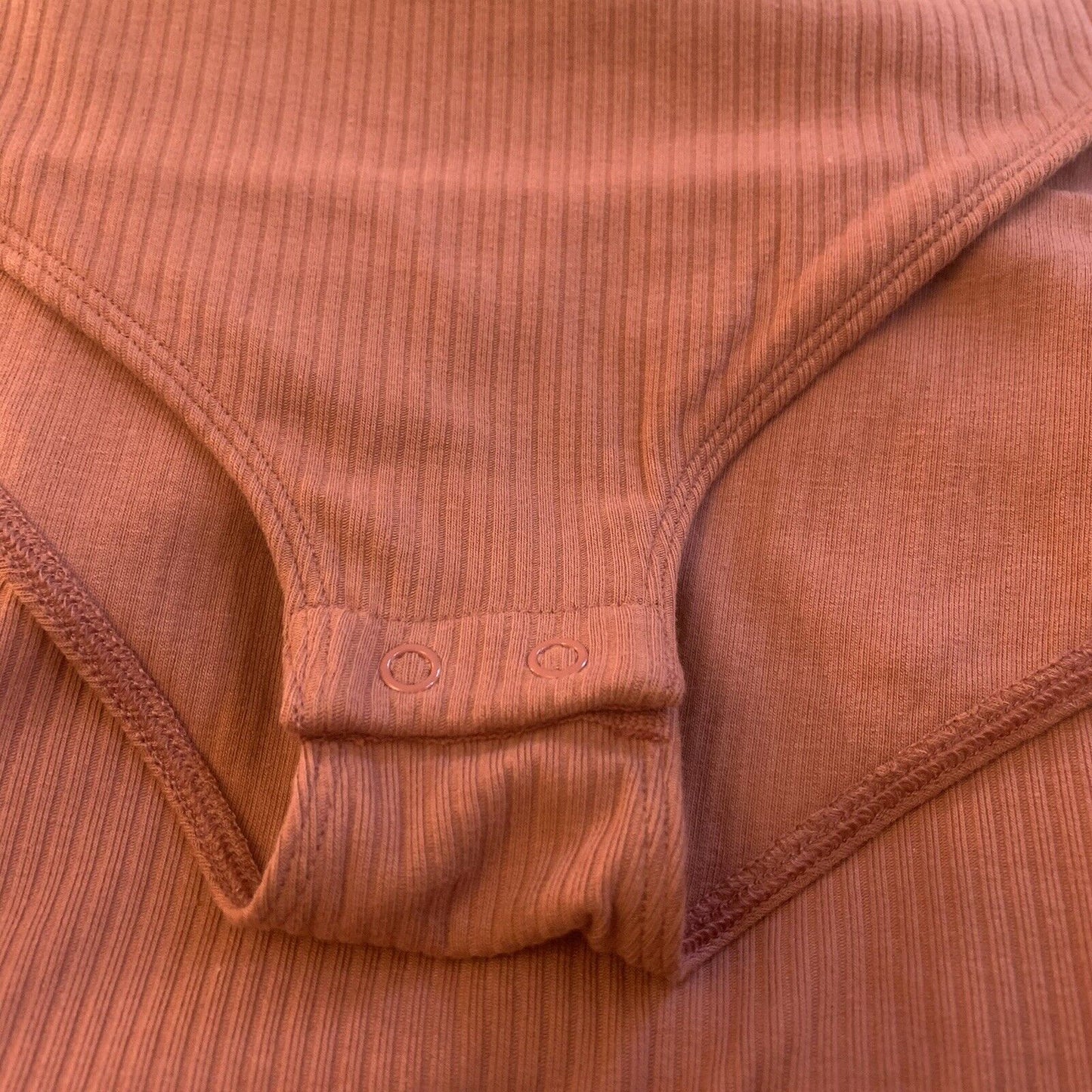 Long Sleeve Square Neck Rib Knit Bodysuit 4X (28/30) In Dusty Red Stretch NWT
