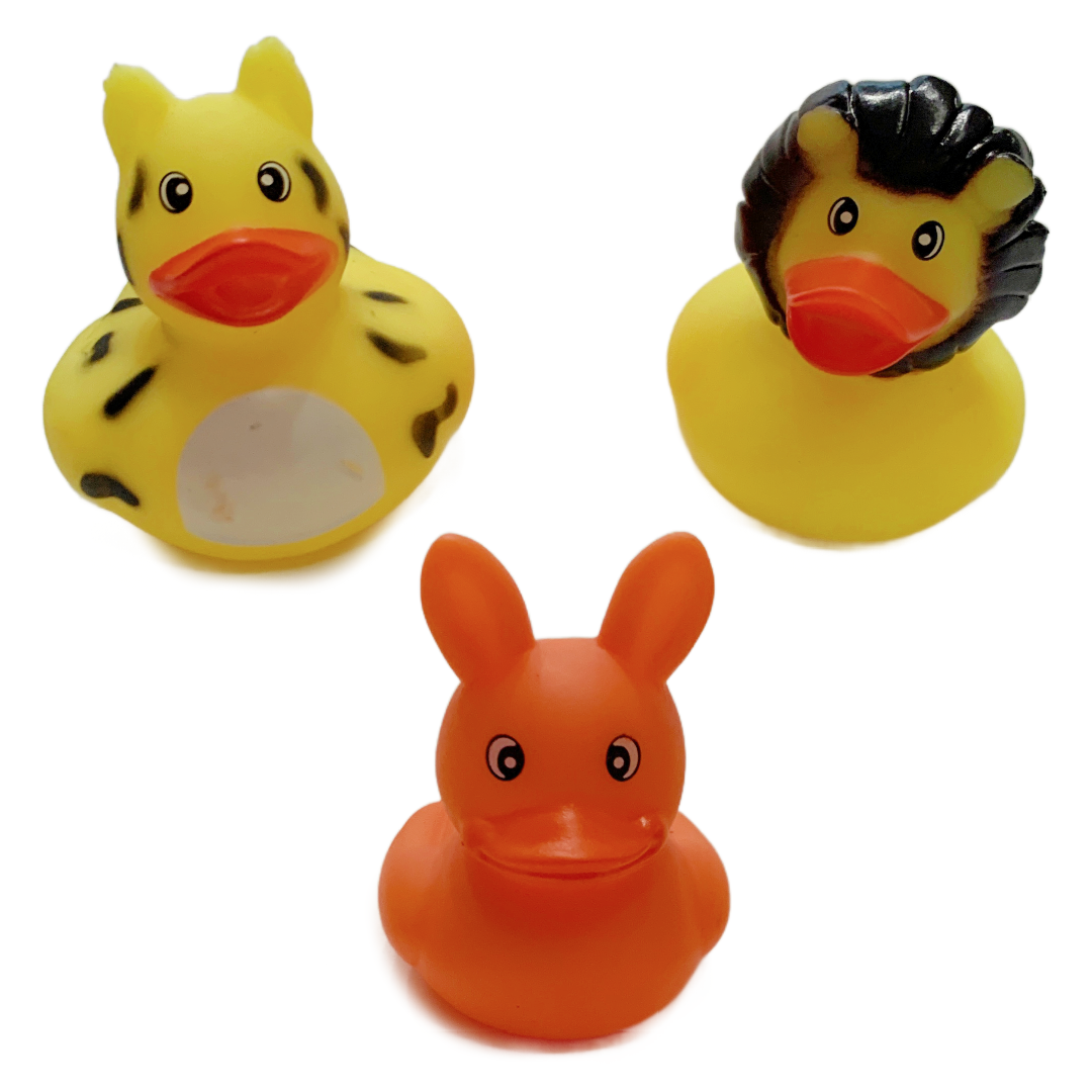 11 ANIMAL Rubber Duck Dash Ornament 2" Zoo Jungle Pet Farm Duckie Jeep Toy Lot