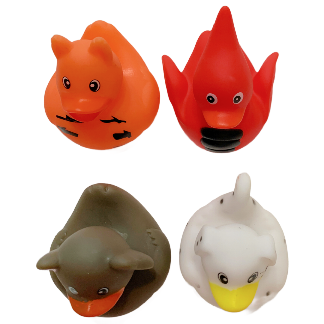 11 ANIMAL Rubber Duck Dash Ornament 2" Zoo Jungle Pet Farm Duckie Jeep Toy Lot