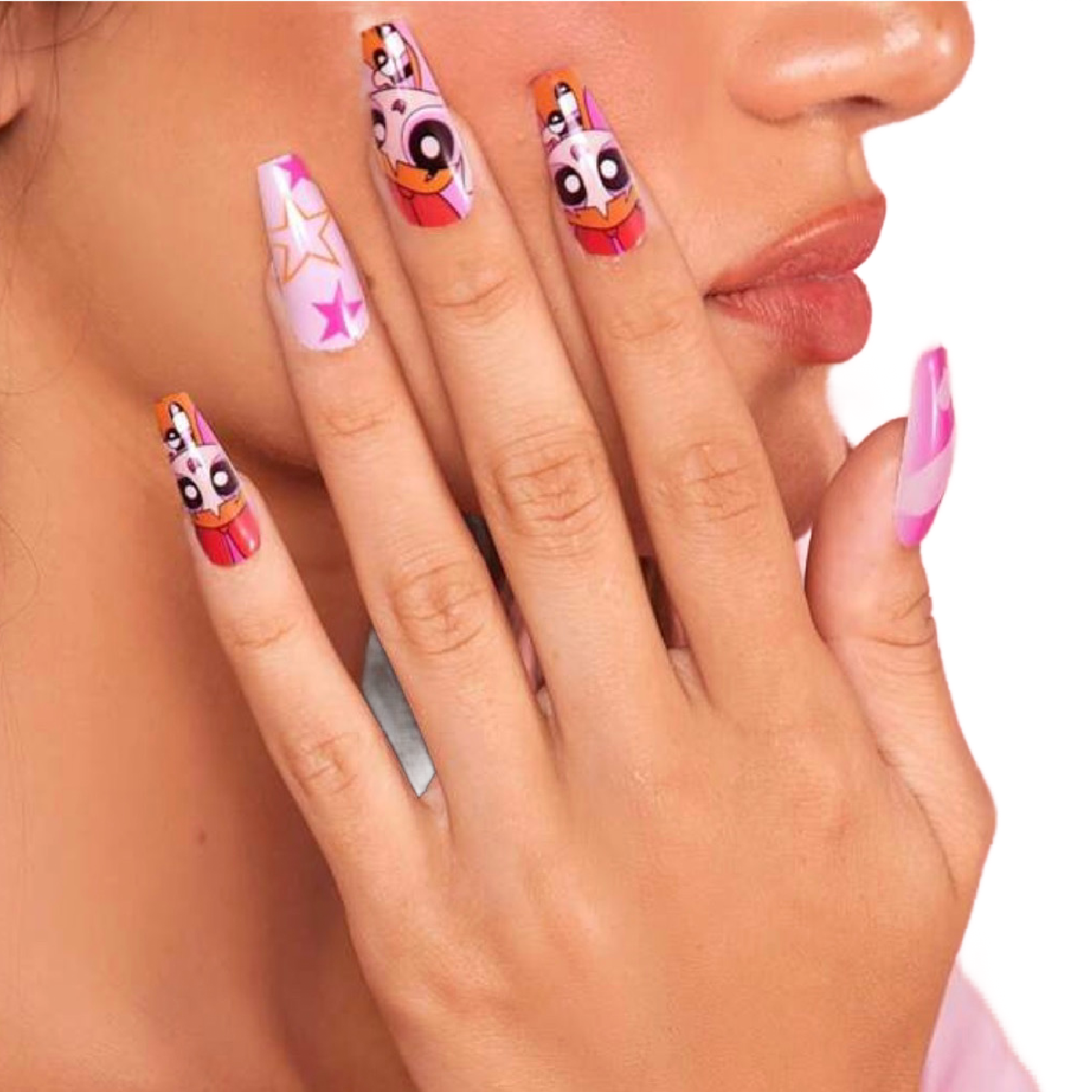 Powerpuff Girls Reusable Press-On Nails & Nail Stickers 2 New Lot Cartoon Sets