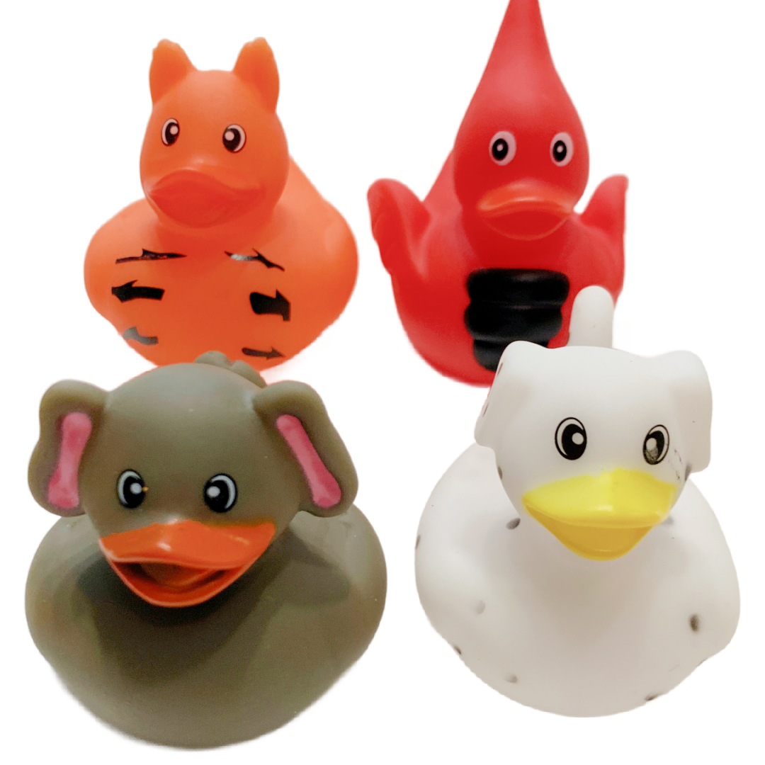 11 ANIMAL Rubber Duck Dash Ornament 2" Zoo Jungle Pet Farm Duckie Jeep Toy Lot