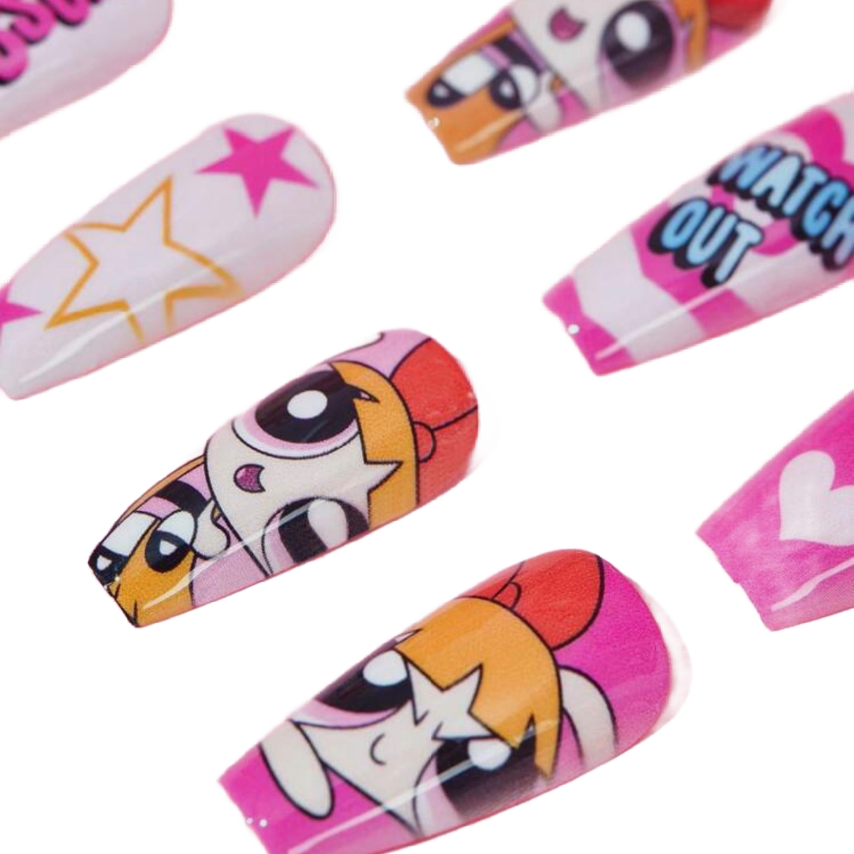 Powerpuff Girls Reusable Press-On Nails & Nail Stickers 2 New Lot Cartoon Sets
