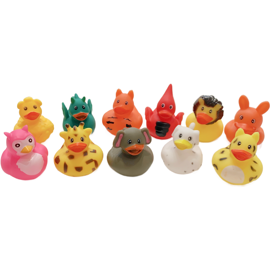 11 ANIMAL Rubber Duck Dash Ornament 2" Zoo Jungle Pet Farm Duckie Jeep Toy Lot