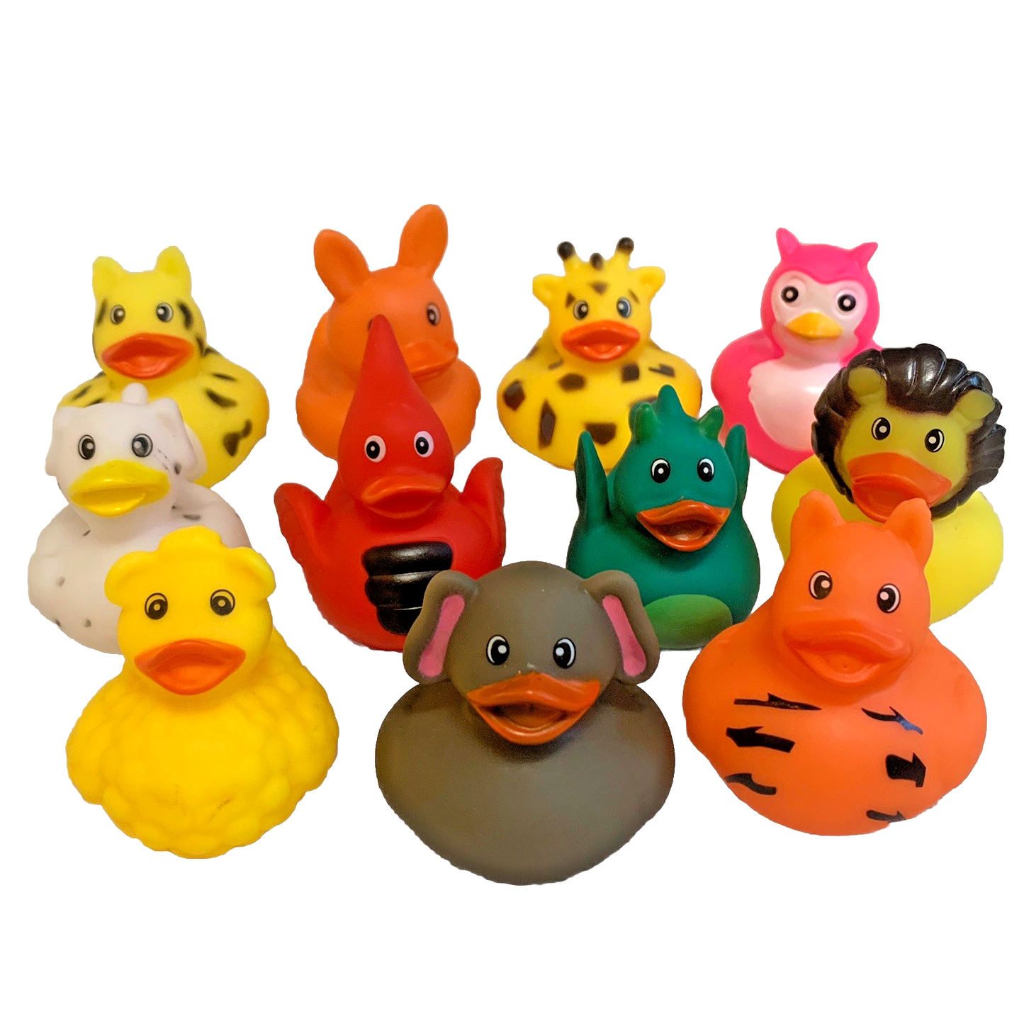 11 ANIMAL Rubber Duck Dash Ornament 2" Zoo Jungle Pet Farm Duckie Jeep Toy Lot