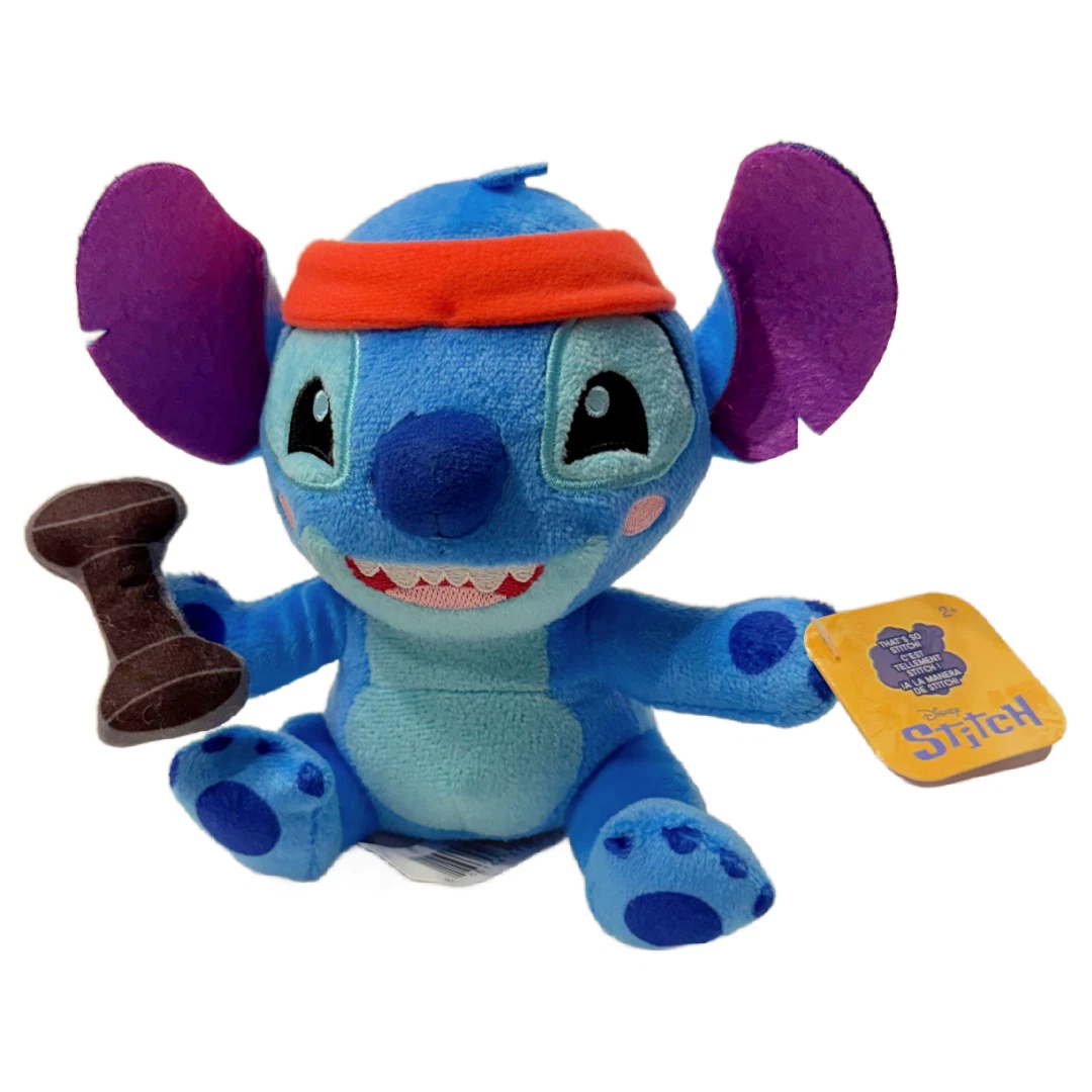 Disney STITCH Lot of 2 Plush Stuffed Animals Barbell Exercise Gym Taco Food NWT