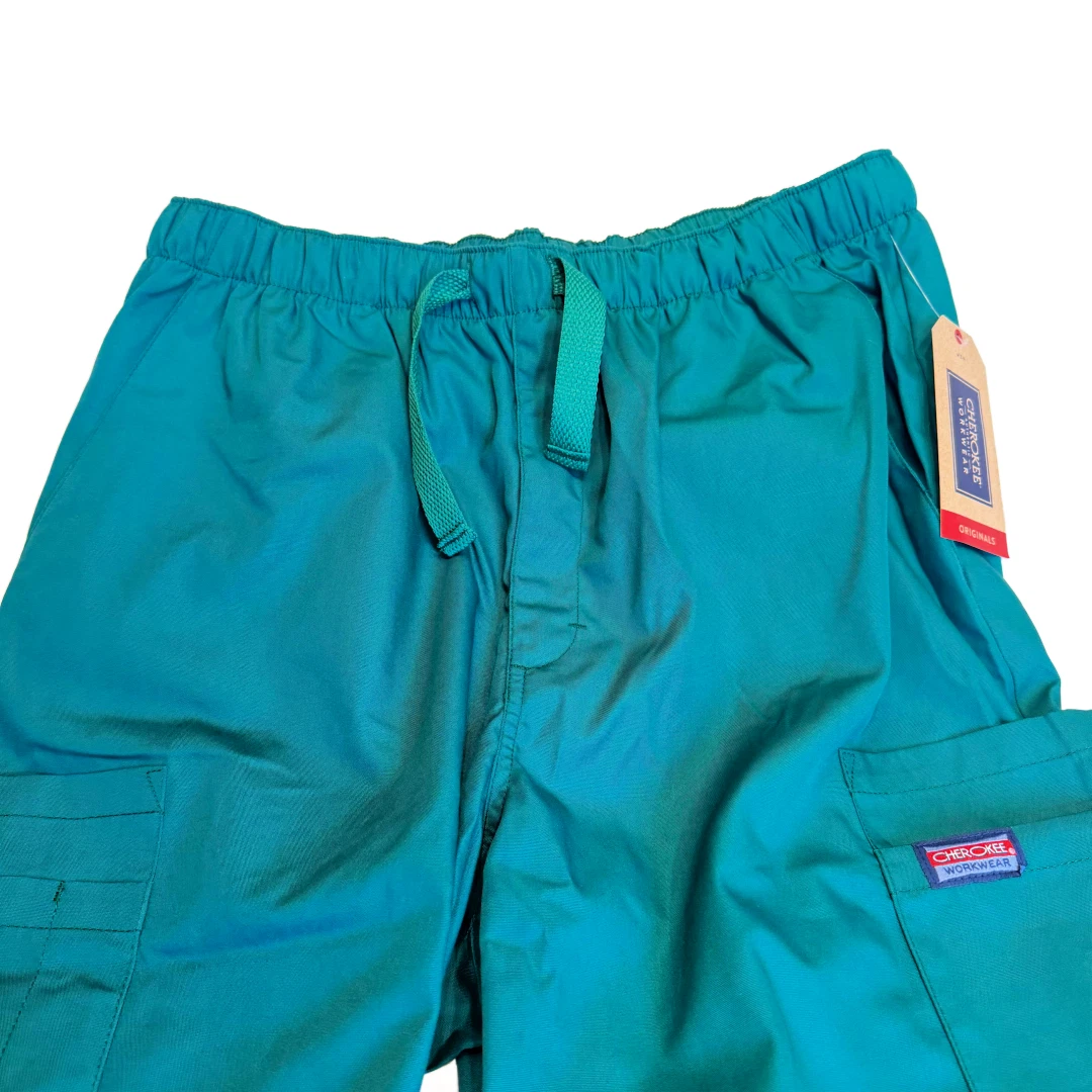 Cherokee Mens Scrub Size Medium Pants Workwear 7 Pocket Cargo Hunter Green 4000