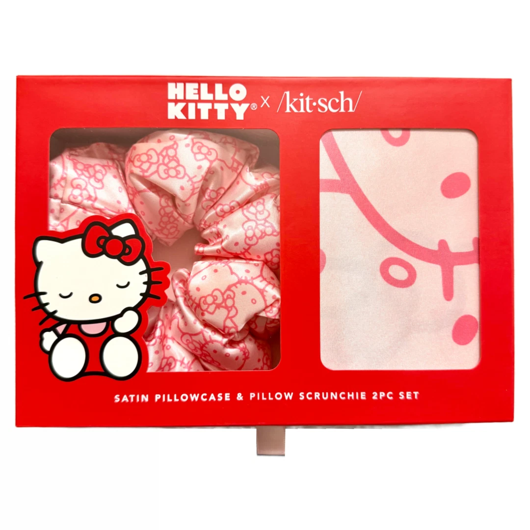 Hello Kitty x Kit•sch Satin Pillowcase & Pillow Scrunchie 2pc Standard/Queen Set
