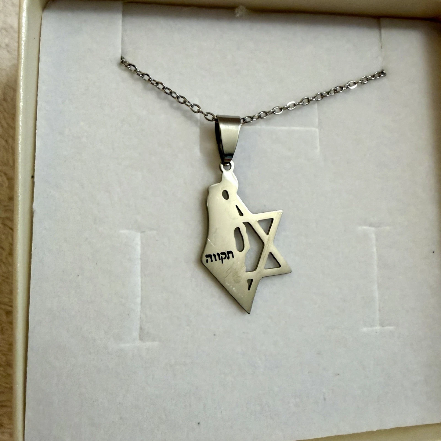 Artza Hebrew תקווה Hope Tikvah Necklace Jewelry Stainless Steel Israel New Box