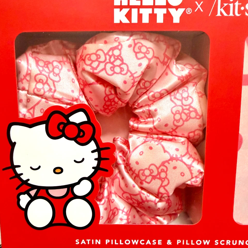 Hello Kitty x Kit•sch Lot 2 Sets Satin Pillow, Heatless Styling, Scrunchie, Claw