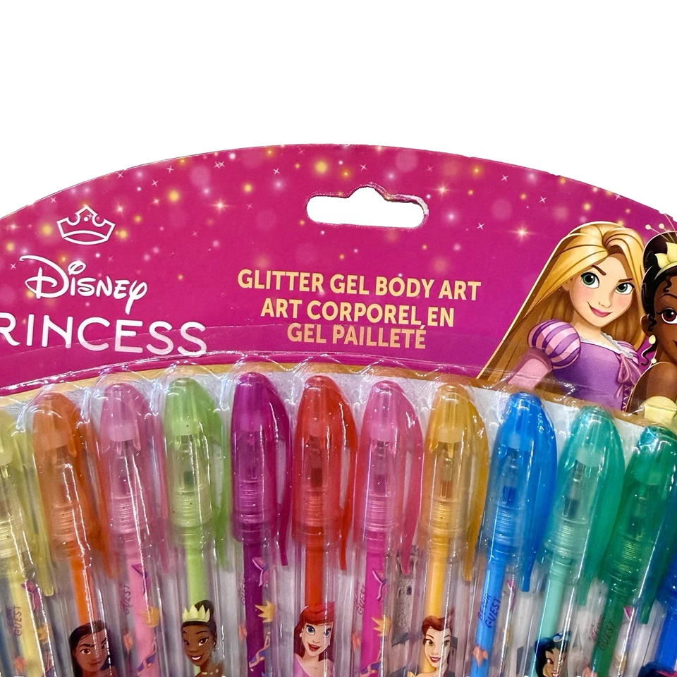 Disney Princess 16 Piece Glitter Pen Body Art Set Glittery and Bright Colors NEW