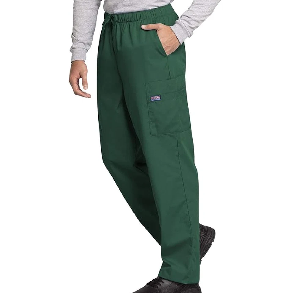 Cherokee Mens Scrub Size Large Pants Workwear 7 Pocket Cargo Hunter Green 4000