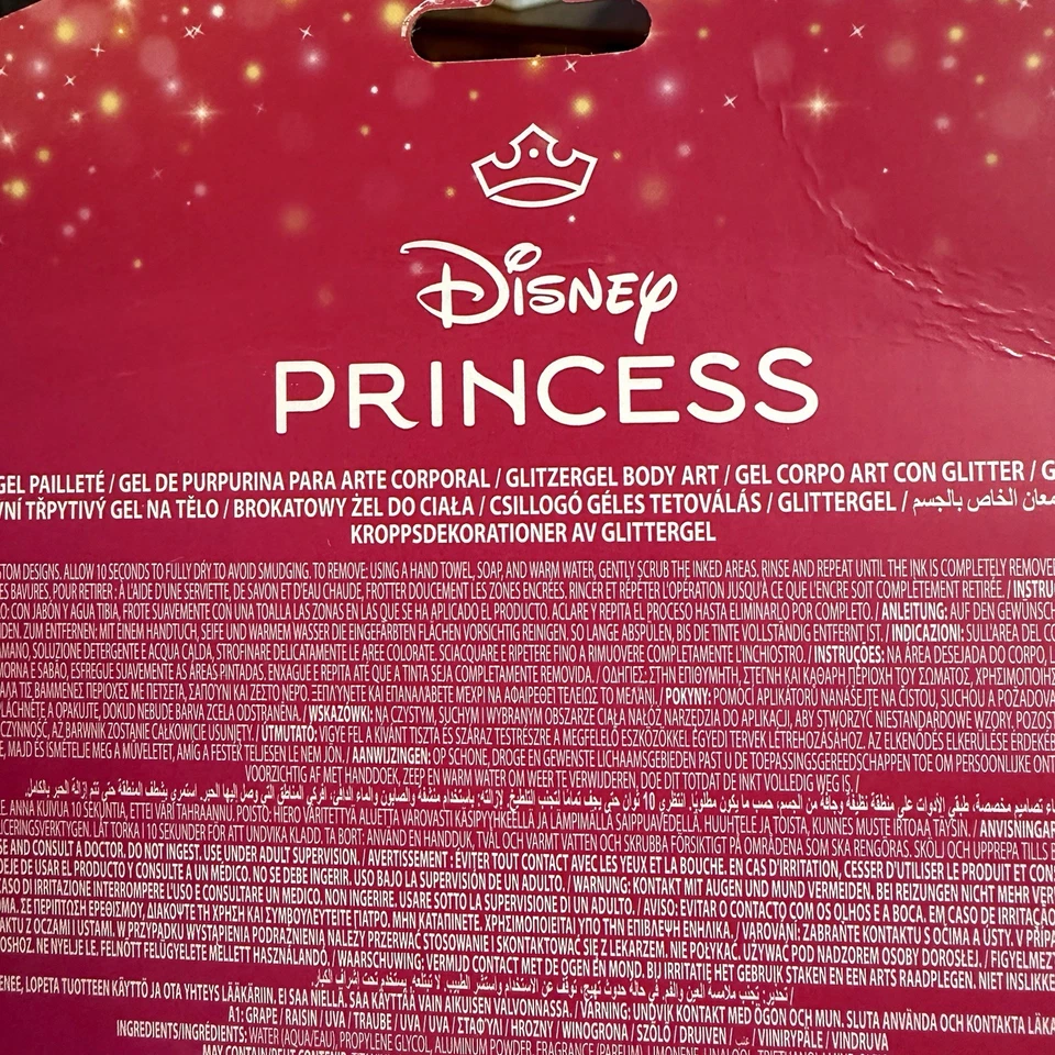 Disney Princess 16 Piece Glitter Pen Body Art Set Glittery and Bright Colors NEW