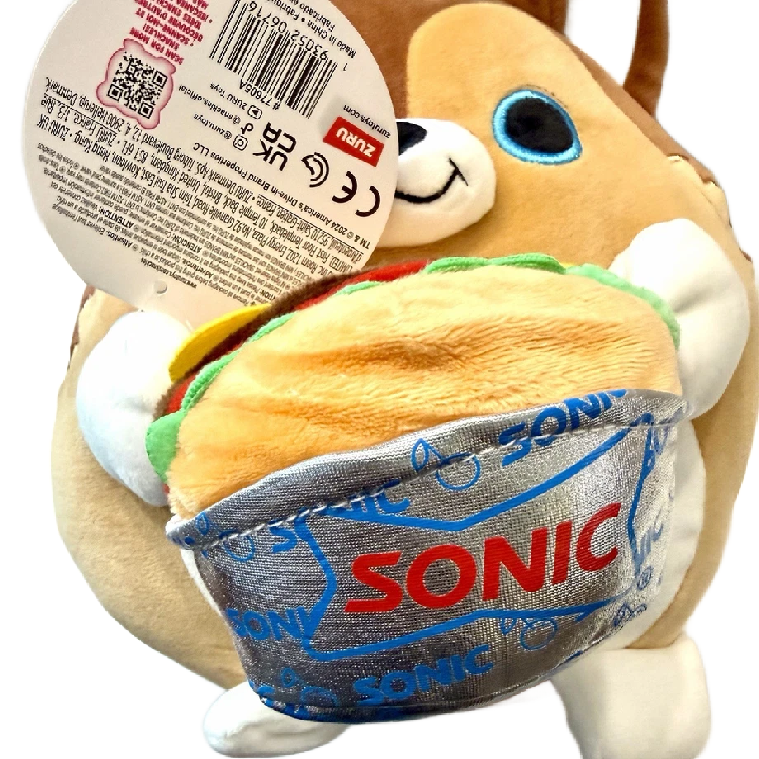Snackles Series 2 Puppy Lucas & Sonic Burger 8" Plush Stuffed Animal NWT