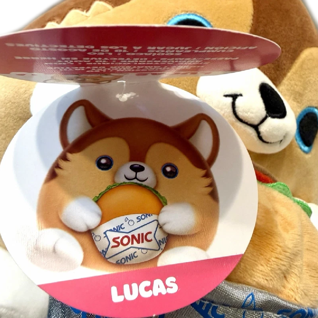 Snackles Series 2 Puppy Lucas & Sonic Burger 8" Plush Stuffed Animal NWT