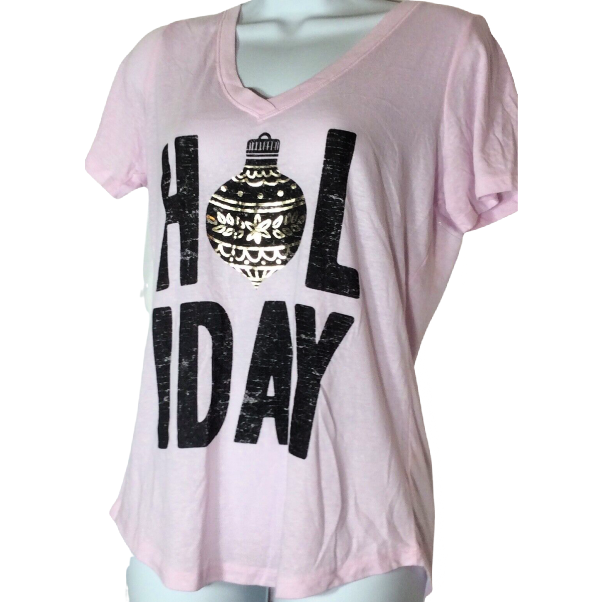 Christmas Ornament Graphic "Holiday" Shirt Size Medium V-Neck Aeropostale NWT