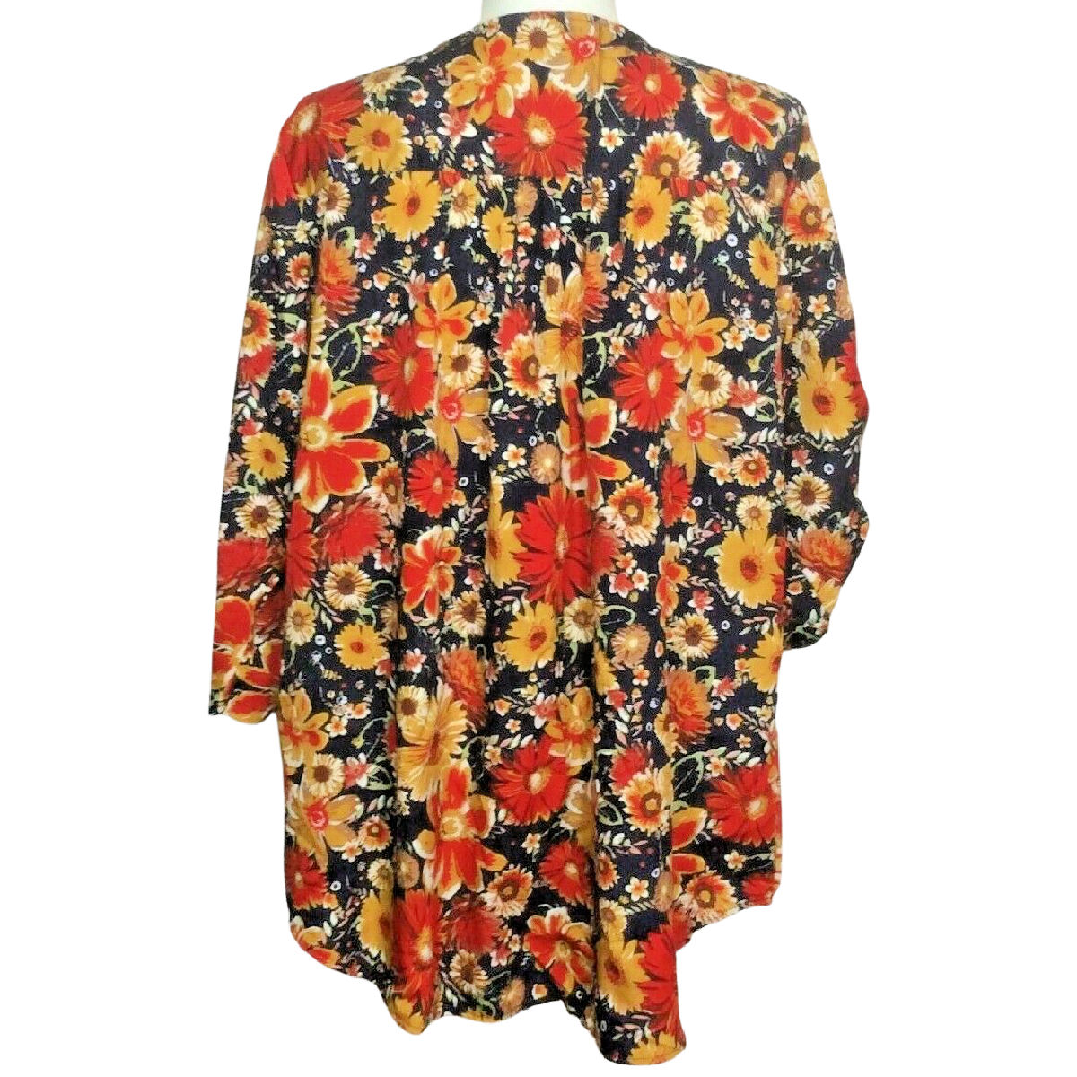 MPH Collection Women Tunic Shirt Size 2X Zipper Floral Flower Pockets Roll Tab