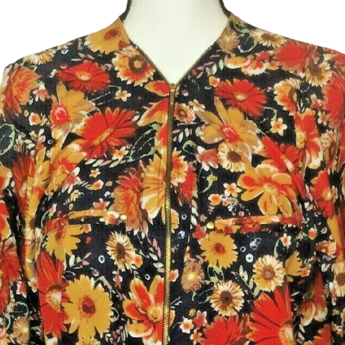MPH Collection Women Tunic Shirt Size 2X Zipper Floral Flower Pockets Roll Tab