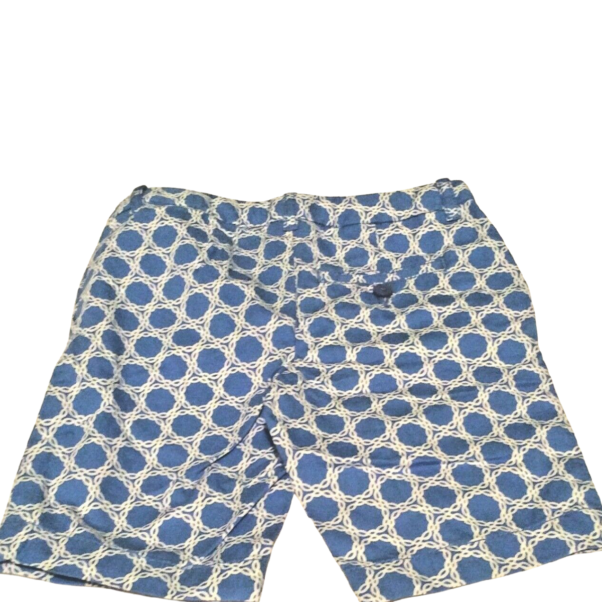 Lands' End Girl Bermuda Shorts Size 5 Blue White Floral Adjustable Waist Cotton