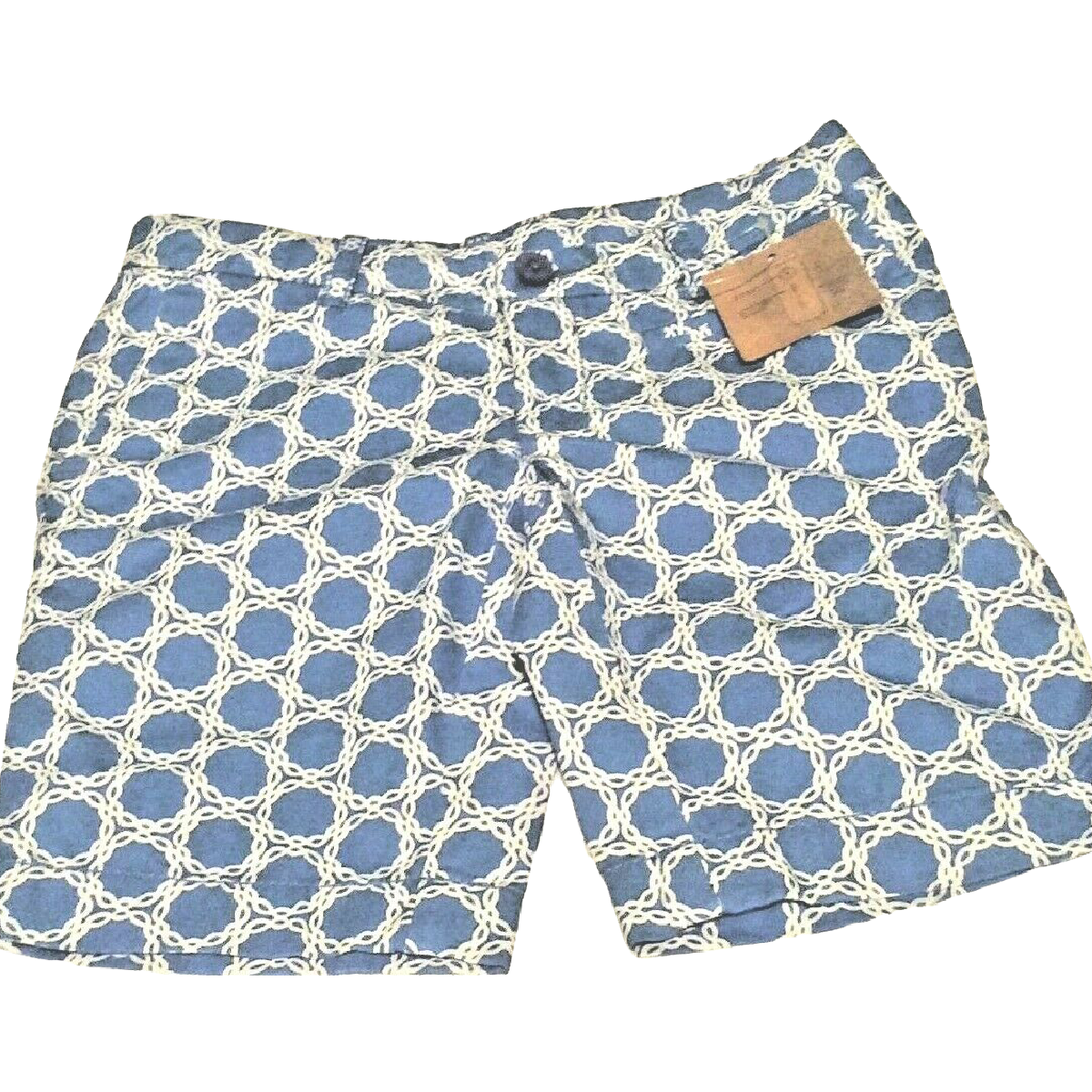 Lands' End Girl Bermuda Shorts Size 5 Blue White Floral Adjustable Waist Cotton
