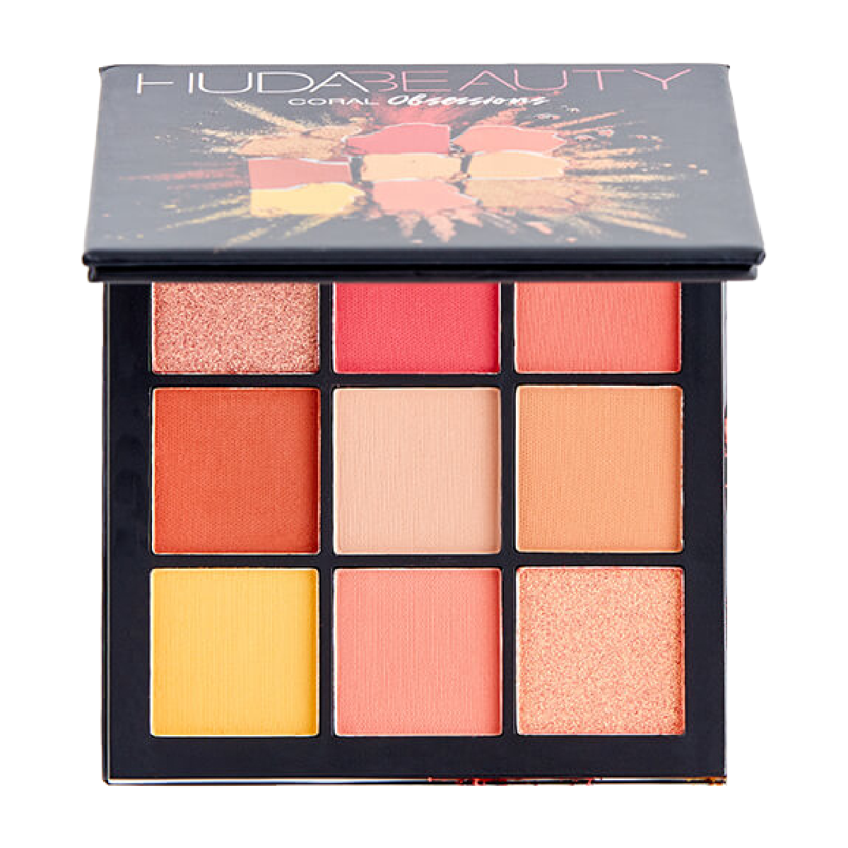 Huda Beauty Coral Obsessions Eyeshadow Palette 9 Matte, Shimmer, Metallic Shades