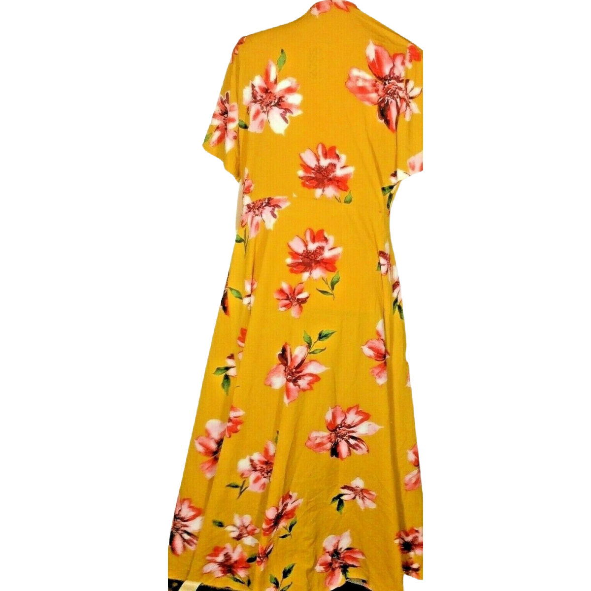 Magnolia Skye Floral Wrap Around Dress Size XL Belt Tie Flutter Yellow Red NWT