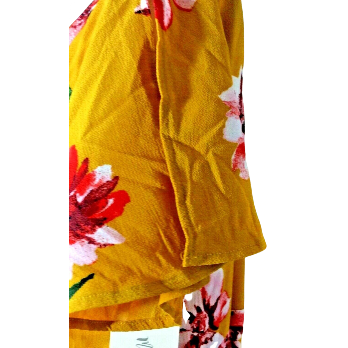Magnolia Skye Floral Wrap Around Dress Size XL Belt Tie Flutter Yellow Red NWT