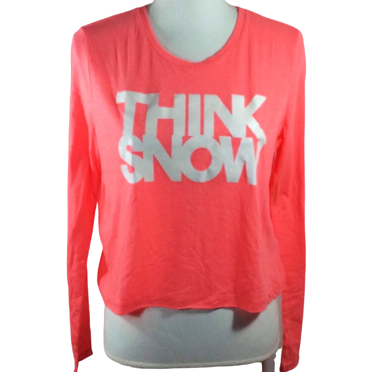 Christmas Size L Long Sleeve Aeropostale "Think Snow" Crop Top Shirt NWT